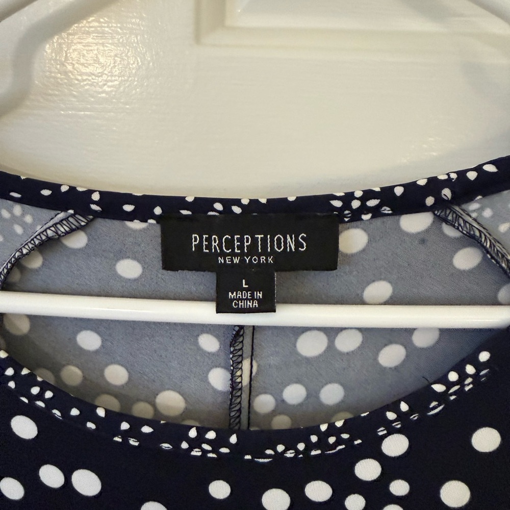 Perceptions Navy and White Polka Dot Midi Dress - Picture 3 of 6